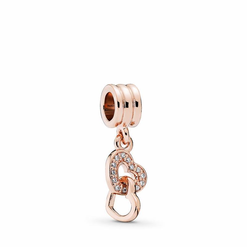 Pandora Rose™ Interlocking Love Dangle Charm Ireland - Pandora Rose/Cubic Zirconia - 792418UAE